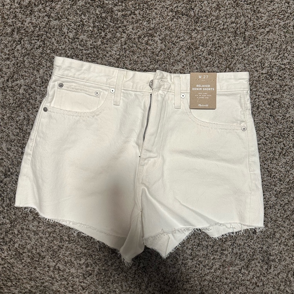 Madewell NEW Relaxed Denim Shorts Tile White